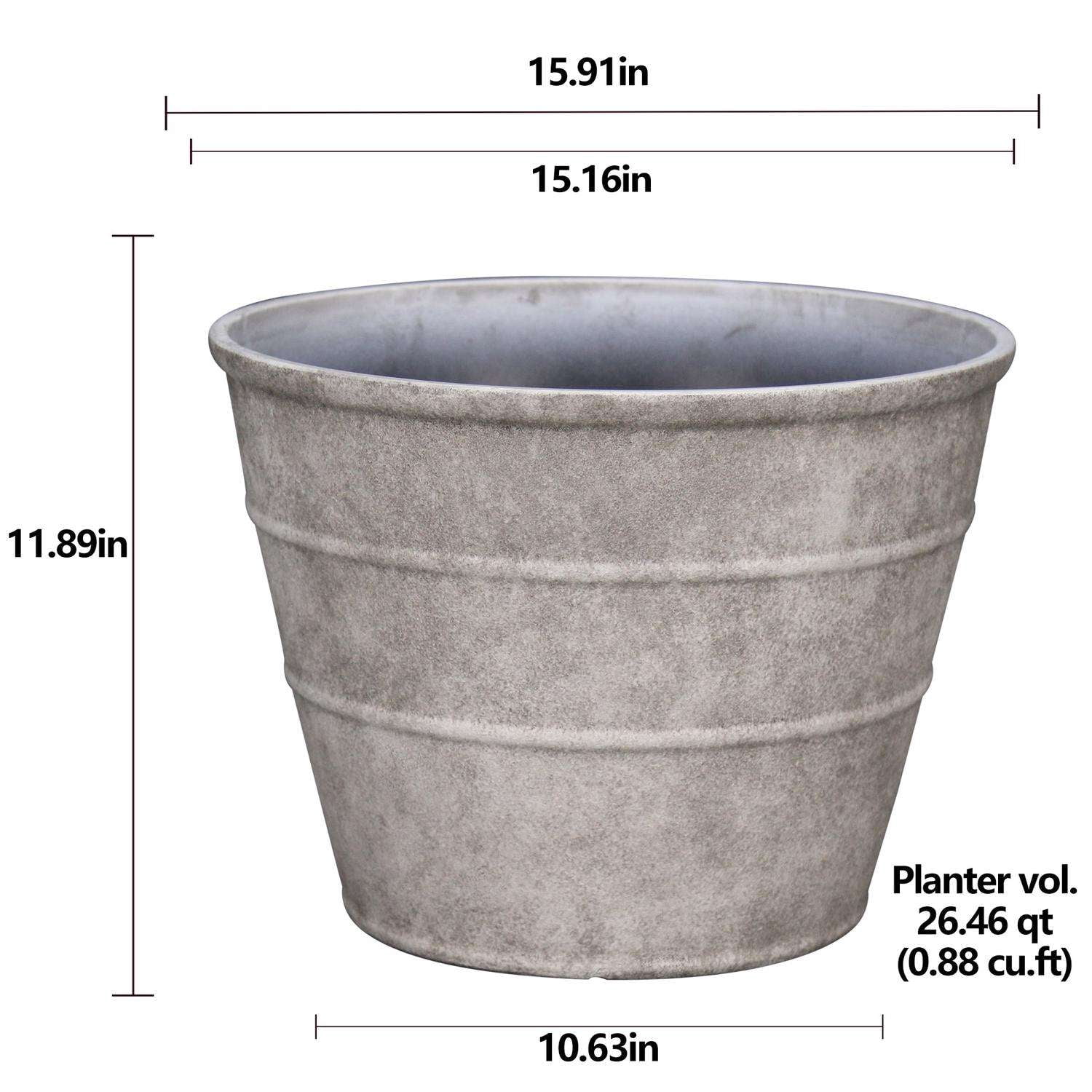 L&G Solutions 12 in. H X 16 in. D Polyresin Hamilton Planter Stone