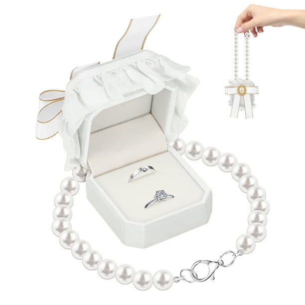 Caja para guardar anillos de boda, contenedor para guardar joyas.
