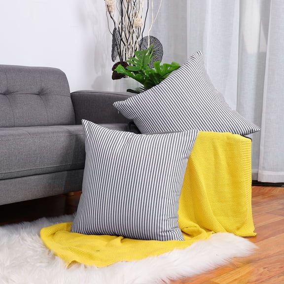 PiccoCasa 2pcs Checkered Grid Style Plaid Throw Pillow Cushion Cover for Home Office Car Decorative 18 x 18 Inch Blue and White 18" x 18"