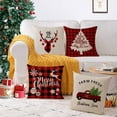 thumbnail image 4 of Set Of 4 Christmas Decorative Throw Pillow Covers Christmas Holiday Xmas Square Linen Cushion Covers Merry Christmas Trees Red Truck Snowflakes Deer Outdoor Couch Sofa Home Pillow Cases 18x18 Inch, 4 of 6