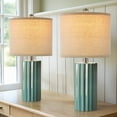 thumbnail image 3 of Oneach Ceramic Modern Table Lamp Set of 2 for Living Room Bedroom 21" Dark Blue Farmhouse Nightstand Bedside Lamps, 3 of 9