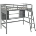 thumbnail image 6 of Ktaxon Twin Size Loft Bed with Desk, Wooden Loft Bed with Shelves, Ladder, for Kids Teens Adults (Gray), 6 of 9