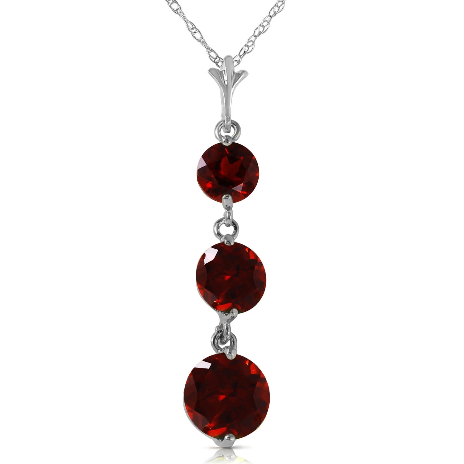 Galaxy Gold 14K Solid Gold Natural Garnet Necklace for Women - White Gold Fine Jewelry