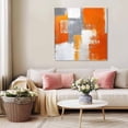 thumbnail image 6 of Wall Art Prints, Burnt Orange Grey Framed Canvas Prints for Bedroom Living Room Bathroom Office, Modern Oil Painted Geometric Abstract Gallery Wrap Wall Art Poster for Gifts Home Decor 8"x8", 6 of 8