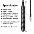 thumbnail image 3 of 1500W Titanium Fully Submersible Portable Electric Immersion Water Heater,Bucket Water Heater,Seawater Heater for Fish Tank,Seawater Aquaculture,100% Protection Against Seawater Salt Corrosion, 3 of 8