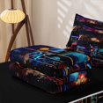 thumbnail image 6 of Manfei Classic Train Zipper Full Size Comforter Sets with Fitted Sheet and 2 Pillowcases,Dreamy Railway Zipper Bedding Set,Blue Pink,Black Reversible,4pcs, 6 of 8