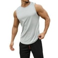 thumbnail image 2 of Lamuusaa Men Sports Tank Top Sleeveless Round Neck Solid Color Tops Running Fitness Tops for Men, 2 of 5