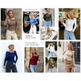 thumbnail image 5 of PRETTYGARDEN Womens Early Fall Fashion Long Sleeve T Shirts Asymmetrical Ribbed Fitted Trendy Going Out Tops Y2K Outfits, 5 of 8