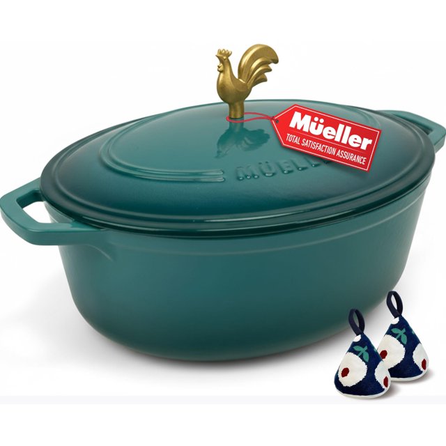 Olla holandesa ovalada de hierro fundido esmaltado MUELLER HOME de 5,5 qt