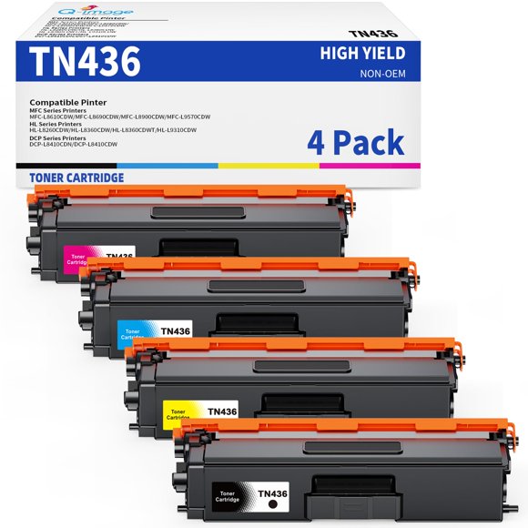 TN436 Compatible Toner Cartridge Replacement for TN436 TN 436 TN436BK TN433 TN431 Work with MFC-L8900CDW HL-L8360CDW MFC-L8610CDW MFC-L9570CDW HL-L8260CDW Printers(TN-436BK/C/M/Y,