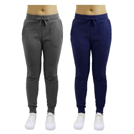Womens Fleece Jogger Sweatpants With Zipper Pockets (2-Pack) - SLIM (Best Slim Fit Sweatpants)