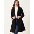 thumbnail image 3 of Abrigo largo con doble botonadura y cinturón de invierno con cuello de solapa para mujer Negro M, 3 of 5