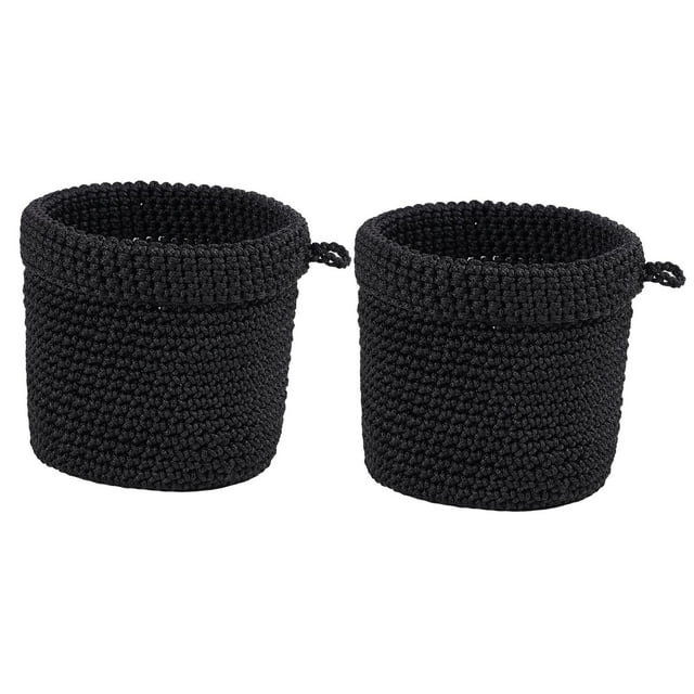 2 cestas de almacenamiento, cestas decorativas tejidas, cajas de cosméticos, organizador de artículos diversos para dormitorio, guardería, estantes de Negro