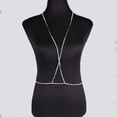 thumbnail image 4 of Sparkly Rhinestone Body Chains Silver Crystal Chest Chain Harness Rave Nightclub Bikini Bra Chain Body Jewellery, 4 of 5