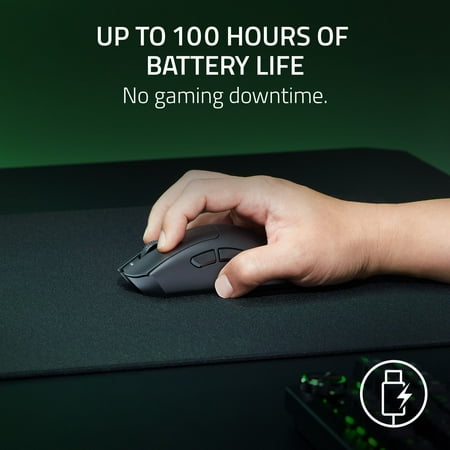 Razer - DeathAdder V3 HyperSpeed Ultra-Lightweight Wireless Optical Gaming Mouse with 100 Hour Battery - Black