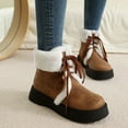 thumbnail image 2 of YLYL Women's Ankle Boots Fur lined Round Toe Lace up Non Slip Chunky Heel Winter Warm Short Boots, 2 of 9
