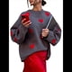 thumbnail image 1 of Sudadera Holgada de Punto con Cuello Redondo y Larga con Bordado de Corazón para San Valentín para Mujer Gris M, 1 of 8