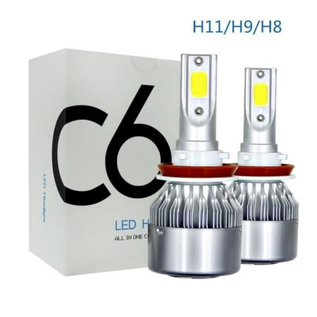 2PCS C6 H11 H8 H9 54W 5200LM Car LED Headlight Bulb Head Lamp Light Set COB Chip 6000K HID White Hi-Lo Beam with Temperature (Best Automotive Led Bulbs)
