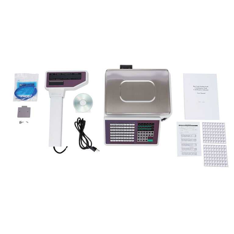 Tfcfl Commercial Digital Weight Price Scale LCD Display Food Meat Scale for Supermarkets 66lb/30kg, Size: 14.96 x 16.54 x 16.69, White
