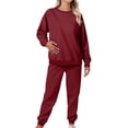 thumbnail image 4 of Pyhlmscde Women's Solid Color Long Sleeve Sweatsuit, Winter Clothes for Women, Fall Outfits for Women, Sweatsuits Women 2 Piece Outfit, 4 of 6