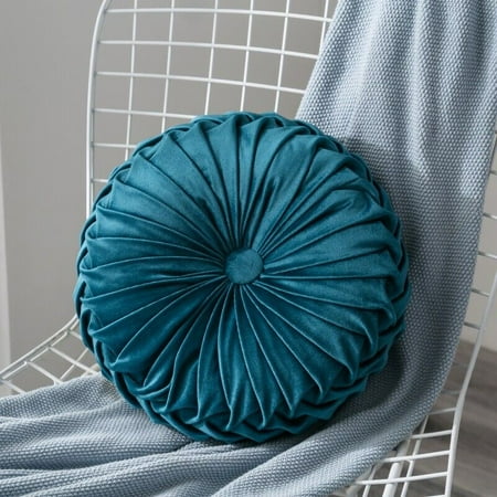 

YouLoveIt Throw Pillow for Couch Decorative Pumpkin Round Velvet Cushion Floor Pillows for Living Room Chair Couch Sofa 35cm/13.7