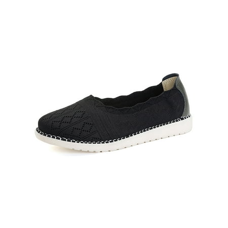 

Daeful Women Casual Shoes Mesh Flats Comfort Walking Shoe Travel Lightweight Fashion Slip On Loafers Black 7.5