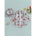 thumbnail image 3 of xiaxaixu Kids Girls Rash Guard Swimsuit Bodysuits Floral Print Zipper Long Sleeve Sun Protection Bathing Suit with Cap, 3 of 8