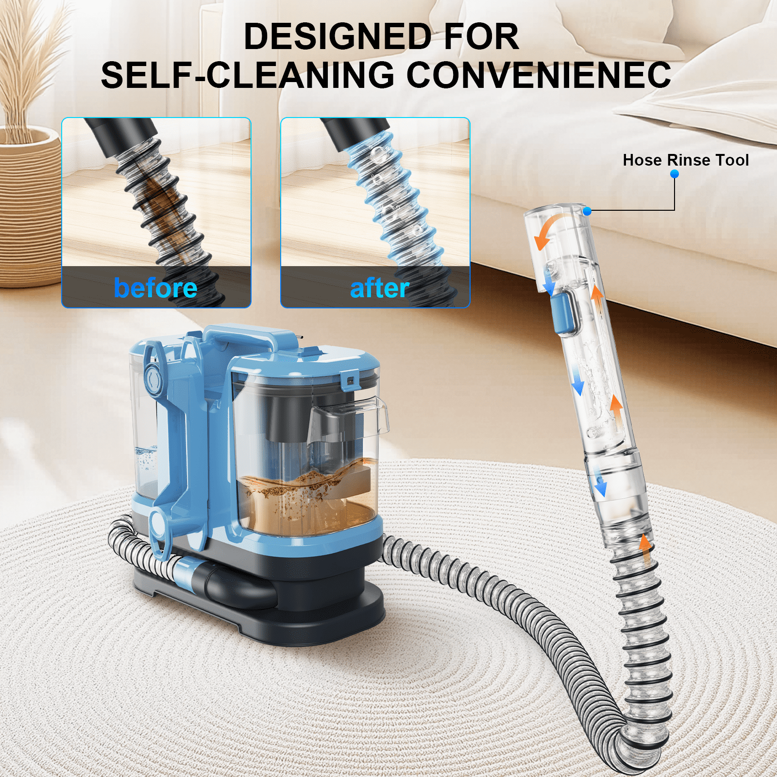 Carpet Cleaner Machine - Upholstery, Portable Spot and Stain Cleaner, Deep Cleaning for Pet Stain, Couch, Stair, Car Seat, Mattress and Carpet