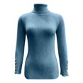 thumbnail image 5 of HAYIMI Women Turtleneck Ribbed Knit Sweater Long Sleeve Button Slim Fit Stretch Casual Fall Winter Pullover Tops Dailywear, 5 of 5