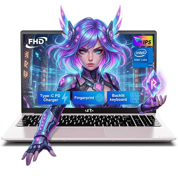 15.6" IPS FHD Laptop, Intel Pentium N100 Quad-Core 16GB RAM 1TB SSD (Beat i3-1115G4 Up to 3.4GHz) with Backlit Keyboard Fingerprint Reader Windows 11 Rose Gold