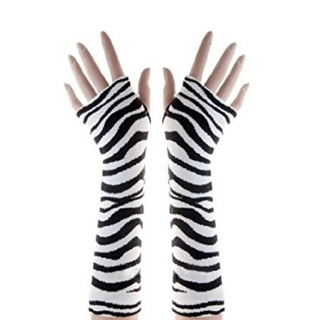 Punk Gothic Skull Zebra Spider Rainbow Color Long Arm Warmer Fingerless Gloves