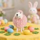 thumbnail image 5 of Boho Lint Sheep Ornament Easter Lamb Decor - Handmade Spring Tabletop Accent, Polyester Figurine, Pink/White/Red/Khaki, 4.33in Rustic Home Decoration Gift, 5 of 6