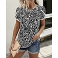 thumbnail image 4 of PRETTYGARDEN Women's Shirts Summer Casual Crewneck Lace Crochet Short Sleeve Blouses Cute Floral Print Loose Tunic Tops, 4 of 7
