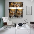 thumbnail image 4 of Orange Autumn Deer Kitchen Curtains Sets for Windows 24 Inch Length, Vintage Forest River Rod Pocket Window Treatments Tier Curtains and Valances Set for Bedroom/Bathroom, 4 of 8