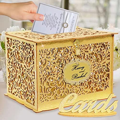 Wedding Card Box With Lock DIY Money Wooden Gift Rose Boxes For Birthday    O # 