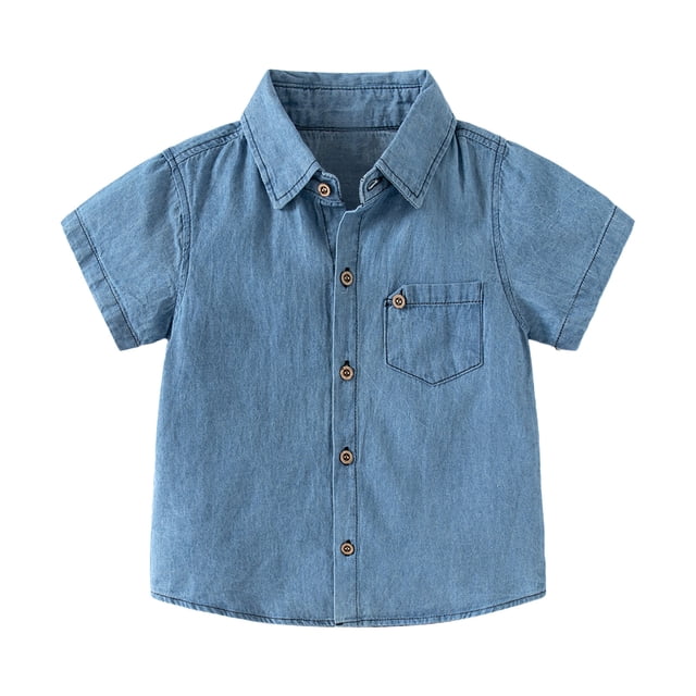 Gibobby blusas de vestir Niños formal Verano niños pequeños niñas manga corta sólido camiseta Tops abrigo ropa(Aqua, 18-24 Meses)