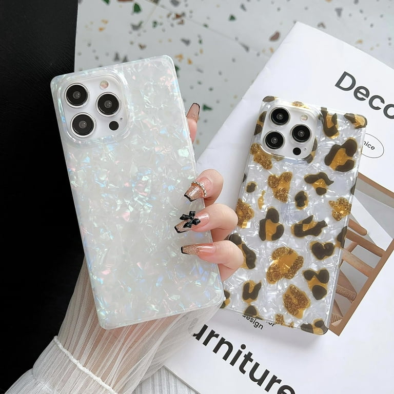  Changjia for iPhone 15 Pro Max Square Edge Case for Women, Cute  Luxury Golden Decoration Soft TPU Bumper Shockproof PU Leather Back Girls  Protective Phone Case for iPhone 15 Pro Max
