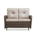 thumbnail image 4 of PARKWELL Wicker Loveseat Glider - Outdoor Patio 2 Seater Couch Sofa Rocker with Soft Thick Cushion - Sturdy Frame - Beige, 4 of 10