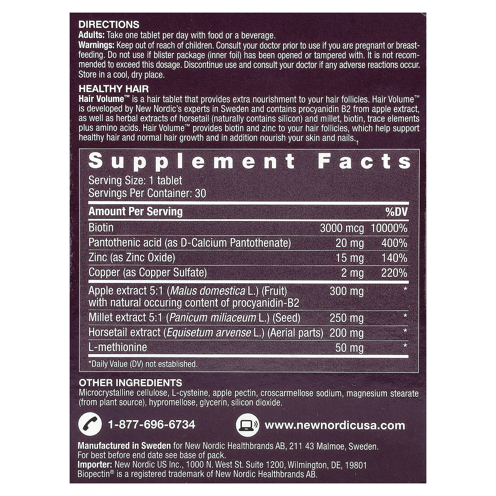 thumbnail image 5 of New Nordic, Hair Volume with Botanicals, Tablets, 30 Ct, 5 of 5