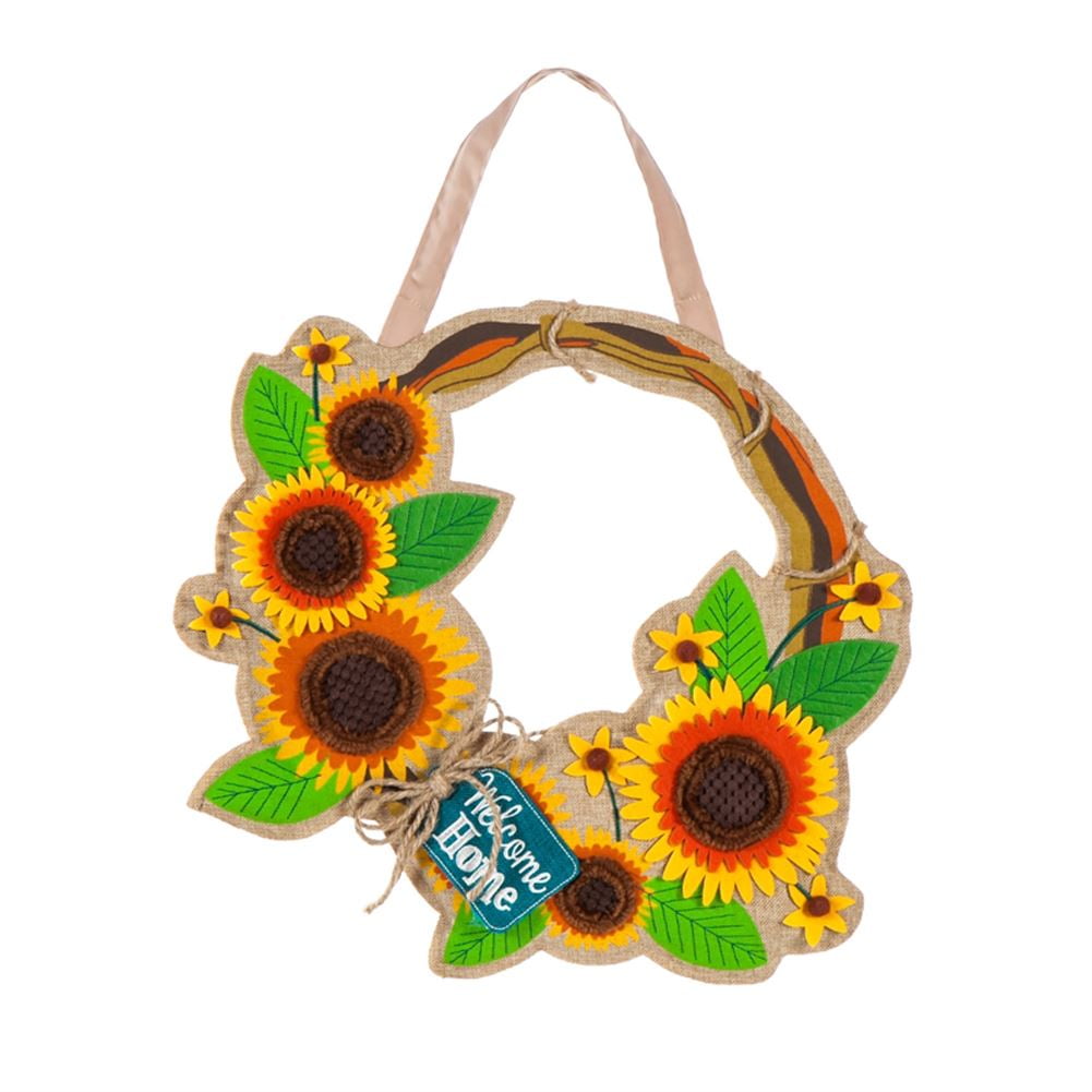 Evergreen Burlap Door Decor Sunflower