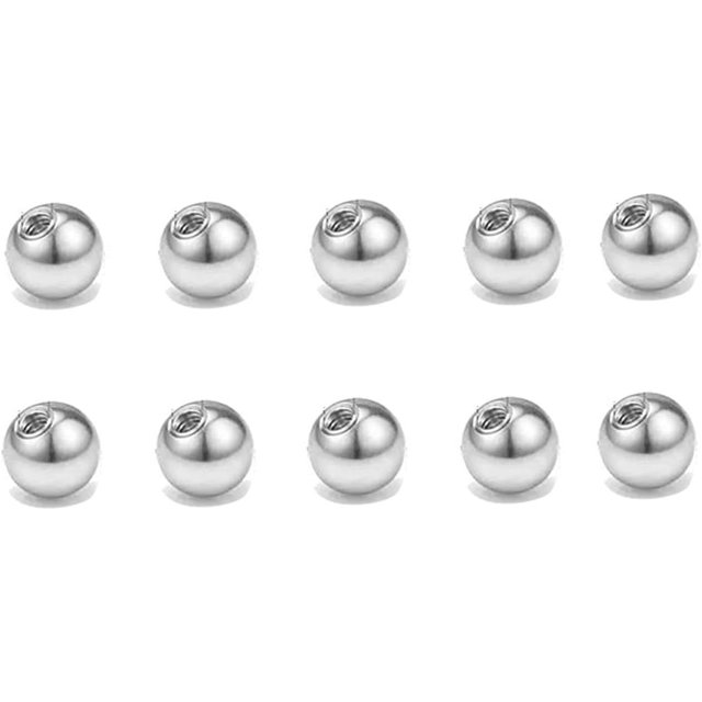 10 Pcs/Set Various Sizes Medical Steel External Thread Replacement Pierced Barbell Parts for Body Jewelry
