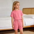 thumbnail image 2 of BOVXNPU Boys Girls Summer Clothing Sets, Toddler Kids Boys Girls Fashion Solid Color Soft Short Sleeve Top Shorts Home Wear Suit Summer Outfits, 2 of 7