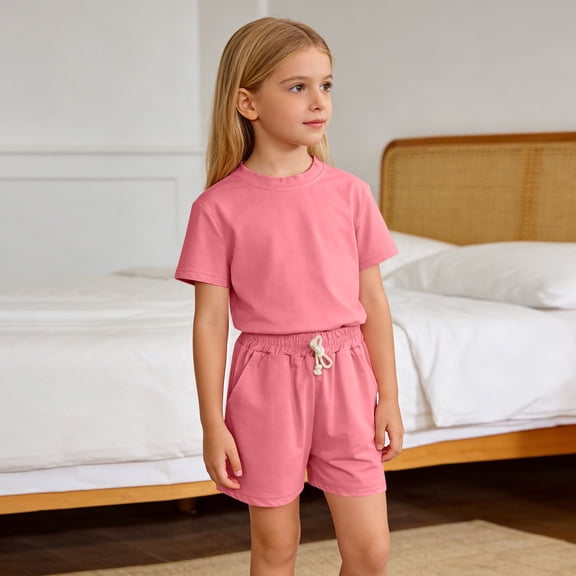 Spazoro Toddler Girls 2PC Outfit Set, Casual Floral Print Short Sleeve T-Shirt & Shorts Cotton Summer Clothes Set for Baby Pink Size 3