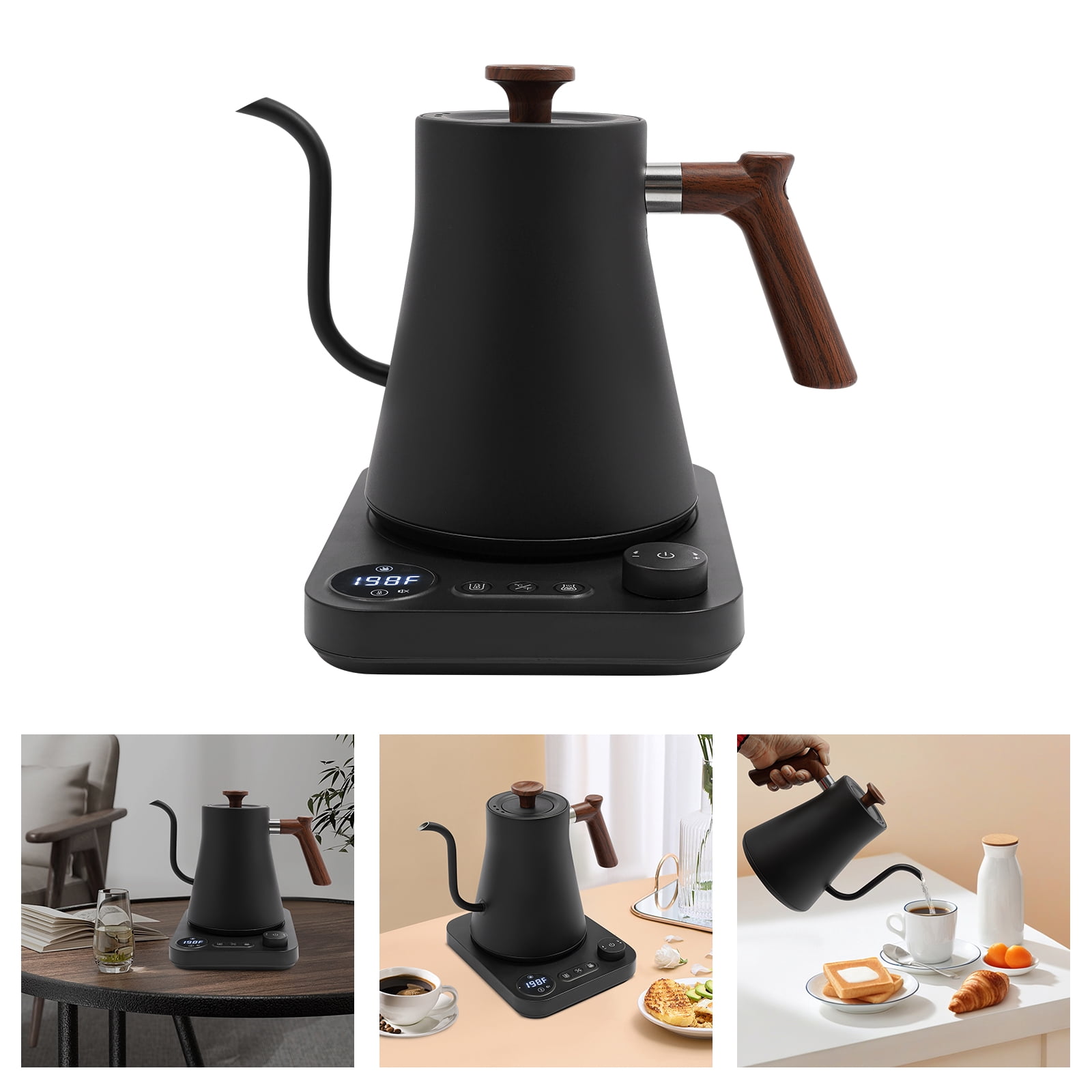 Electric Gooseneck Kettle, 1200W Electric Kettle, Electric Tea Kettle Black