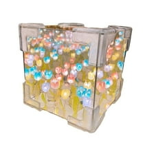 Nmdmisc DIY Tulip Cube Mirror Lamp, 21 Flowers LED Decorative Lamp, 2 in 1 Mirror & Table Ornaments for Bedroom Livingroom,Gift for Mother's Day (Multicolor Tulip)