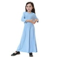 thumbnail image 5 of XAOFW Girls Dress Elegant Maxi Teen Long Sleeve Crew Neck Solid Color Fashionable Cozy Casual Daily Wear Sundress, 5 of 7