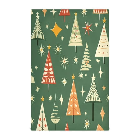 

WOBOGO A Pattern Of Christmas Trees and Stars Kitchen Towel 1 Piece Large Cotton Dishcloth Premium Absorbency Set with Hanging Loop