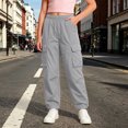 thumbnail image 2 of RUTAYY Girls Cargo Pants Elastic Waist Multi Pocket Drawstring Hem Trousers Outdoor Daily Wear Grey, 2 of 4