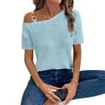 thumbnail image 4 of Ichuanyi Women’s Summer Tops Casual V Neck T Shirts Short Sleeve Loose Fit Button Front Blouse Tunic Tops for Women, 4 of 6