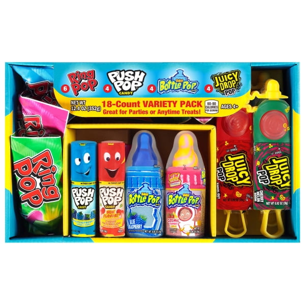 Bazooka Candy Brand Bazooka Variety Pack, 18 Count-Ring Pop, Baby Bottle Pop, Push Pop, and Juicy Drop Pop